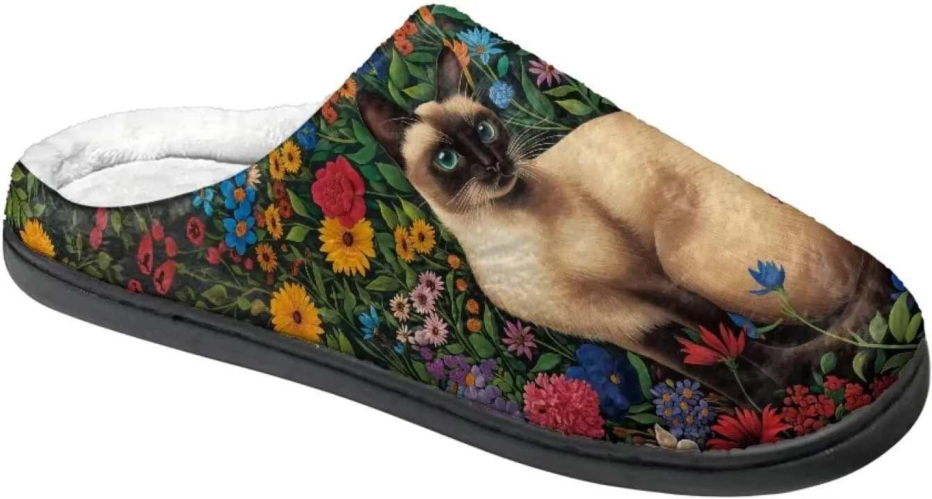 Comfortable Plush Slippers Full Toe Slip-On House Shoes Fuzzy Bedroom Slippers for Women Men Indoor Outdoor
