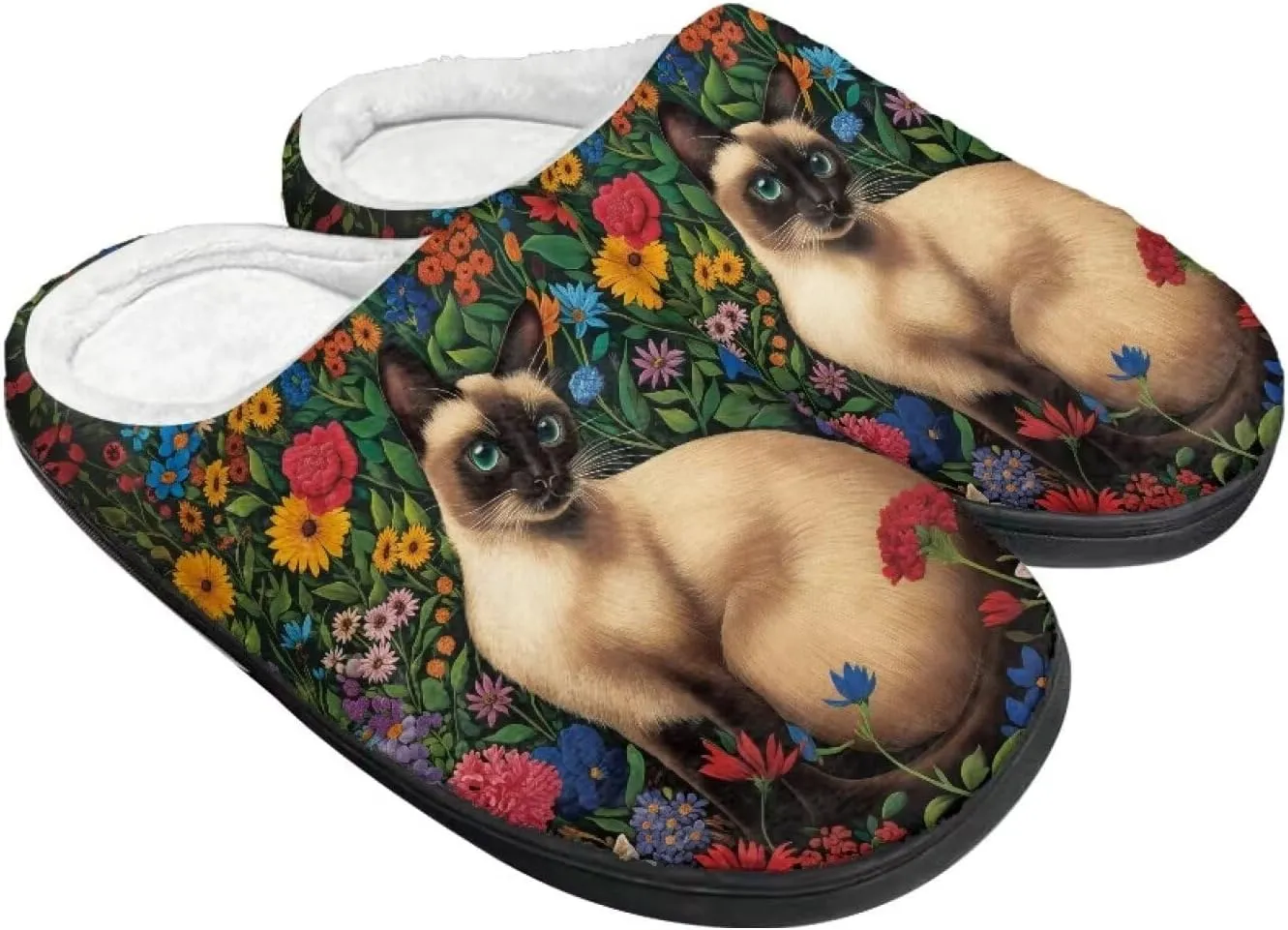 Comfortable Plush Slippers Full Toe Slip-On House Shoes Fuzzy Bedroom Slippers for Women Men Indoor Outdoor