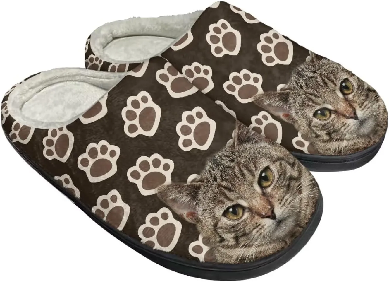 Comfortable Plush Slippers Full Toe Slip-On House Shoes Fuzzy Bedroom Slippers for Women Men Indoor Outdoor