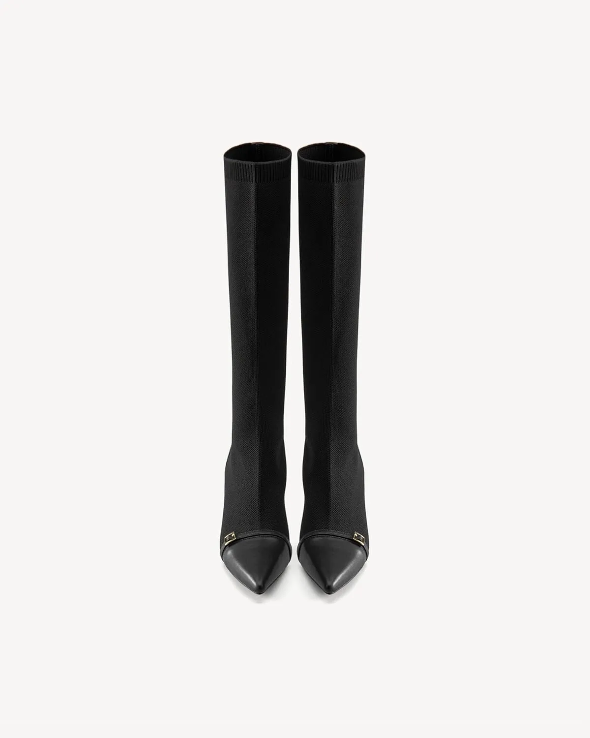 COSY Women's Knit Pointed Toe High Boots, Stretch High Booties for Women, Comfortable Fall Winter Casual Shoes
