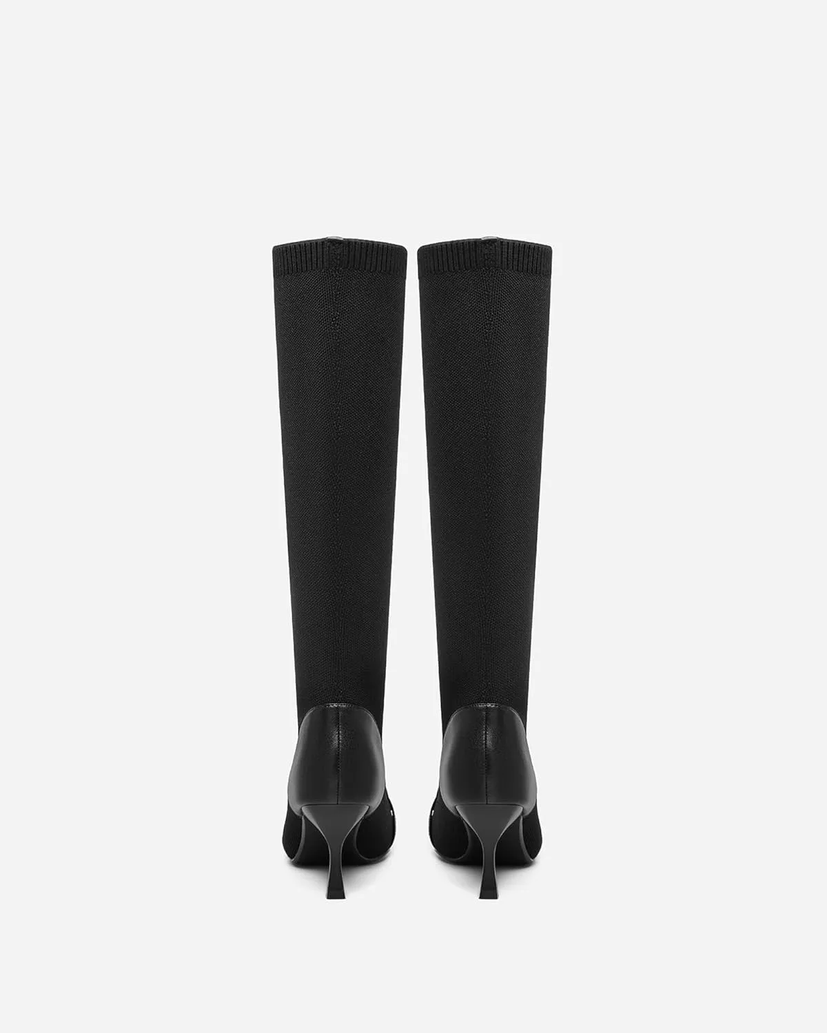 COSY Women's Knit Pointed Toe High Boots, Stretch High Booties for Women, Comfortable Fall Winter Casual Shoes
