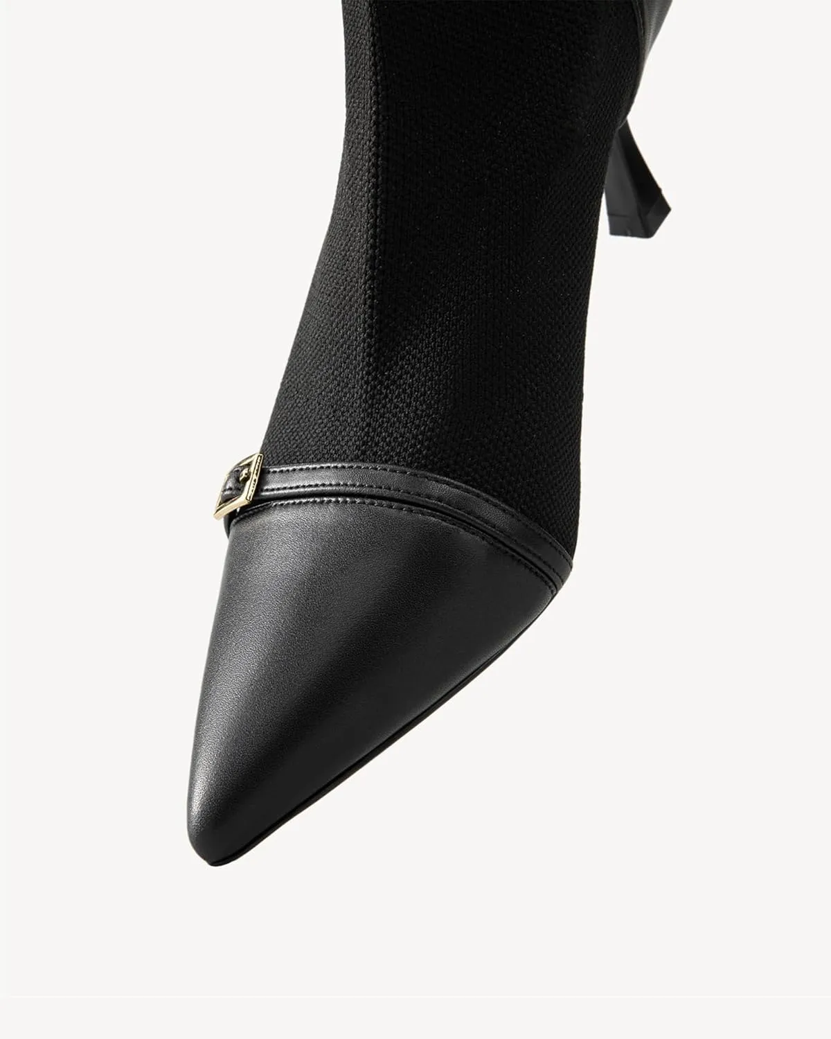 COSY Women's Knit Pointed Toe High Boots, Stretch High Booties for Women, Comfortable Fall Winter Casual Shoes