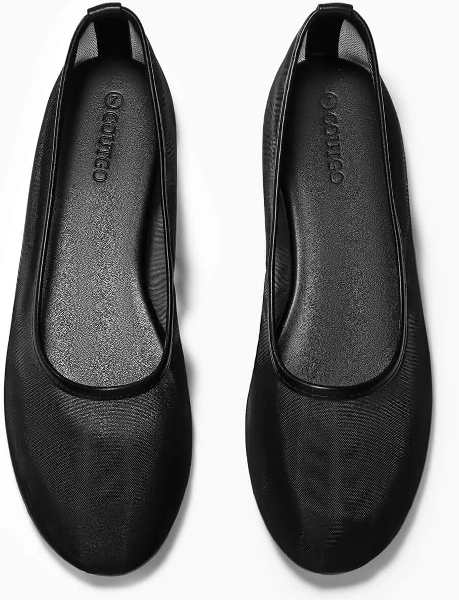 Coutgo Womens Mesh Ballet Flats Slip on Ballerina Flats Comfortable Casual Work Dress Shoes