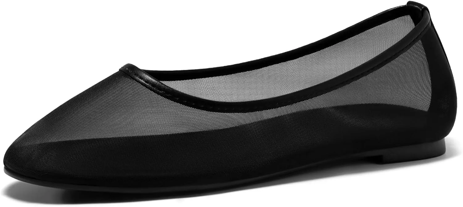 Coutgo Womens Mesh Ballet Flats Slip on Ballerina Flats Comfortable Casual Work Dress Shoes