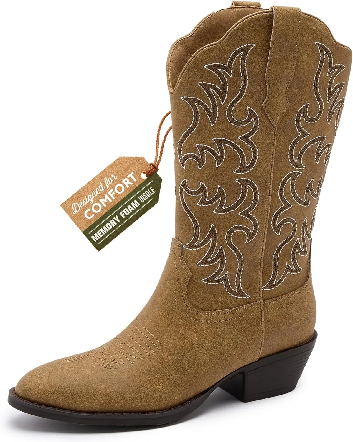 Cowboy Boots for Women - Classic Embroidery Traditional Style Cowgirl Boots, Comfortable Western Boots