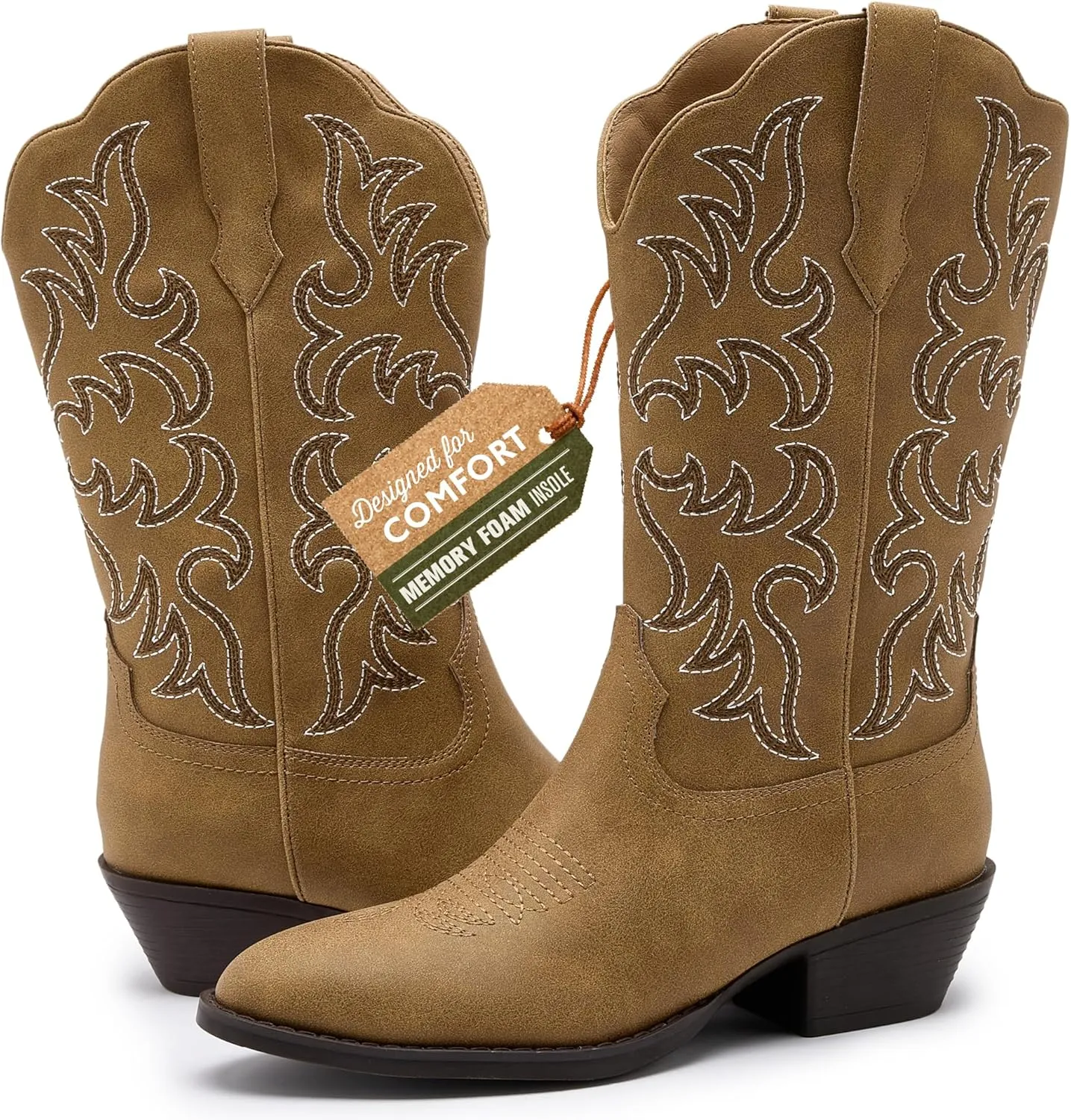 Cowboy Boots for Women - Classic Embroidery Traditional Style Cowgirl Boots, Comfortable Western Boots