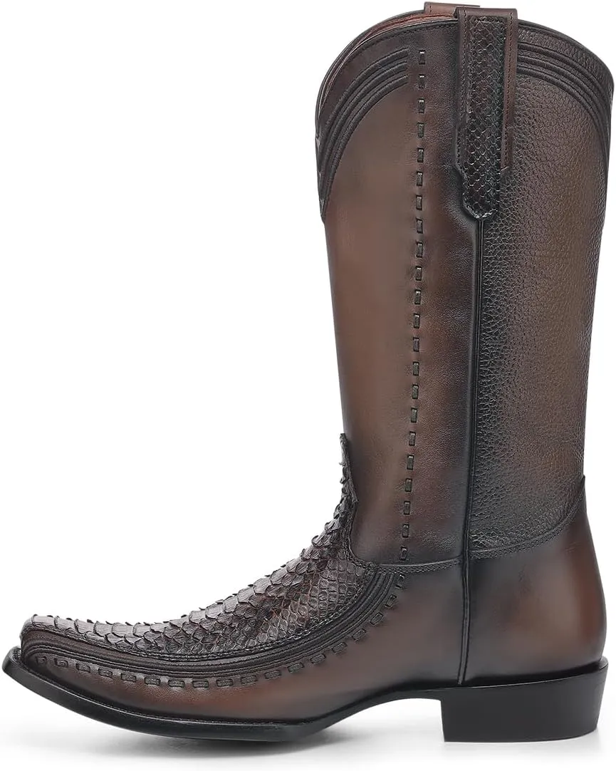 CUADRA Men's Western Boot in Python and Bovine Leather Black 1J3GPH