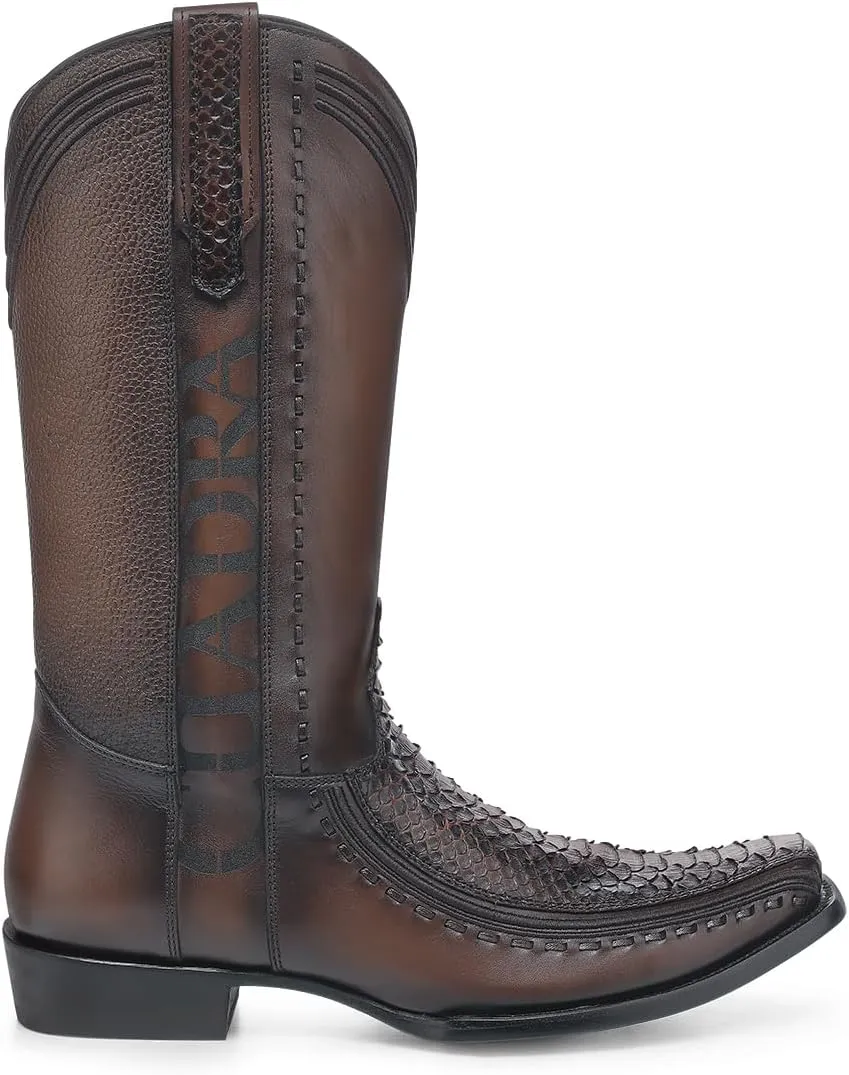 CUADRA Men's Western Boot in Python and Bovine Leather Black 1J3GPH