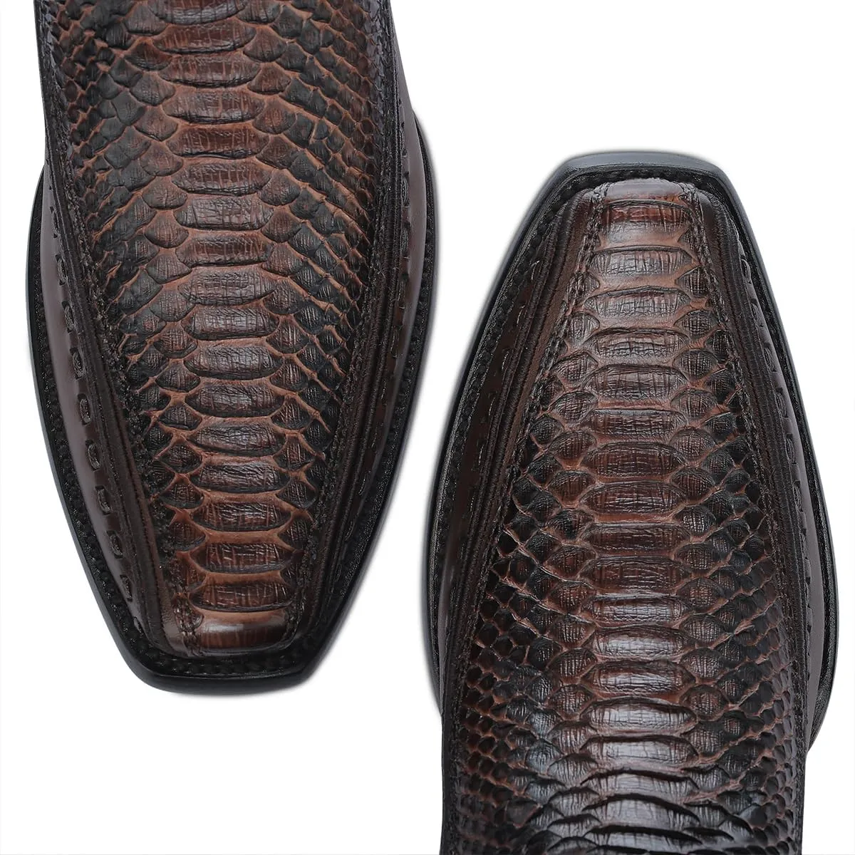 CUADRA Men's Western Boot in Python and Bovine Leather Black 1J3GPH
