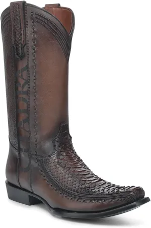 CUADRA Men's Western Boot in Python and Bovine Leather Black 1J3GPH