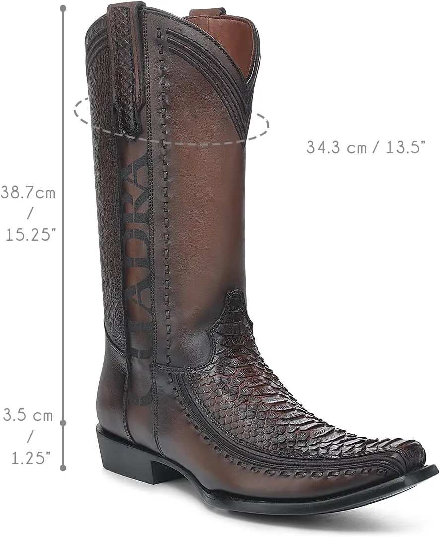CUADRA Men's Western Boot in Python and Bovine Leather Black 1J3GPH