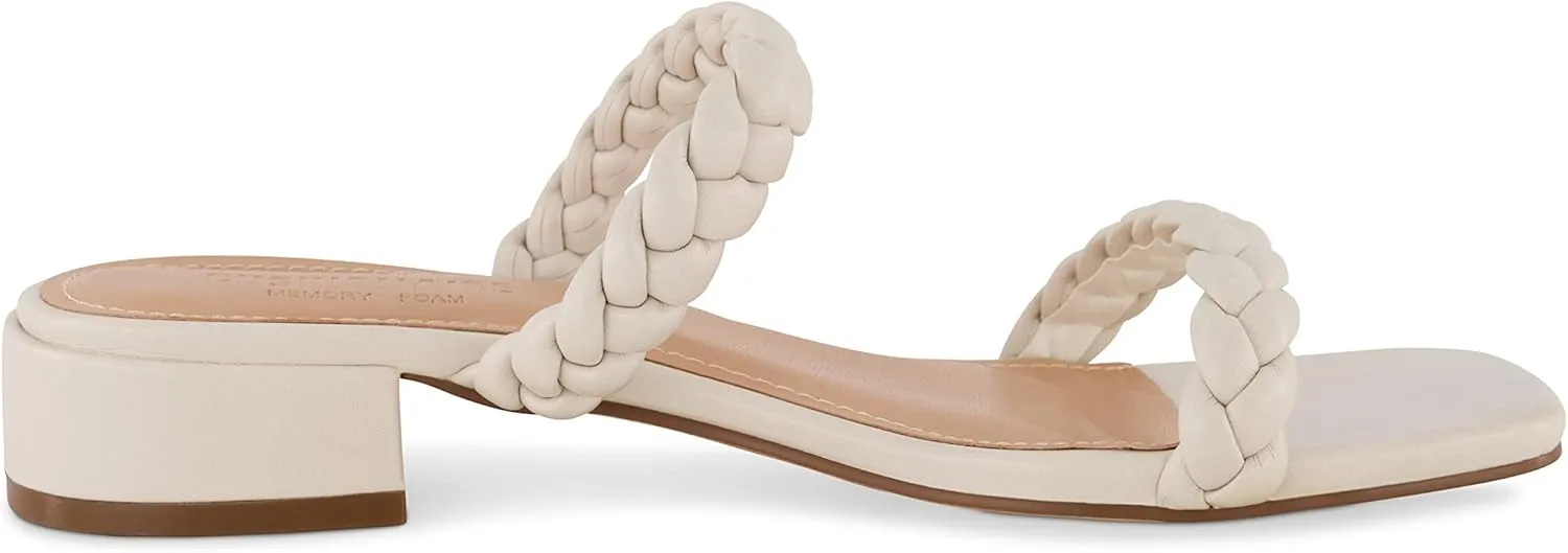 CUSHIONAIRE Women's Neptune braided low block heel sandal  Memory Foam