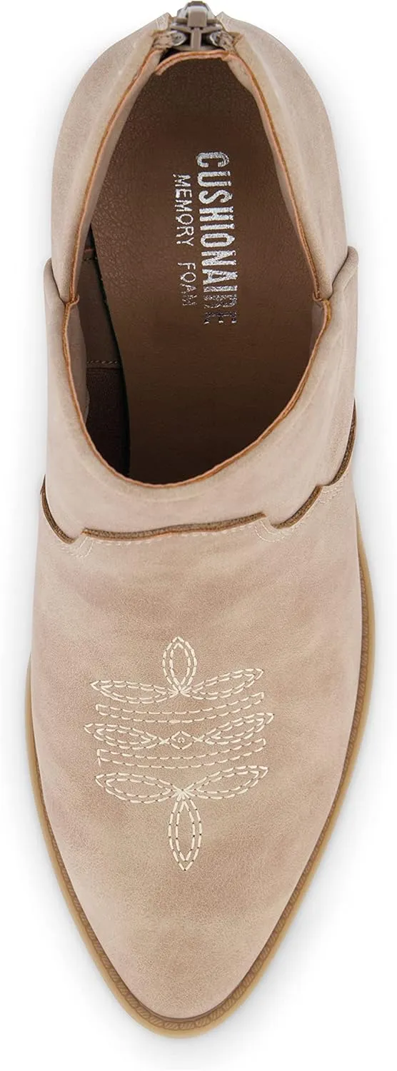CUSHIONAIRE Women's Rodeo Western Ankle Boot  Memory Foam, Wide Widths Available