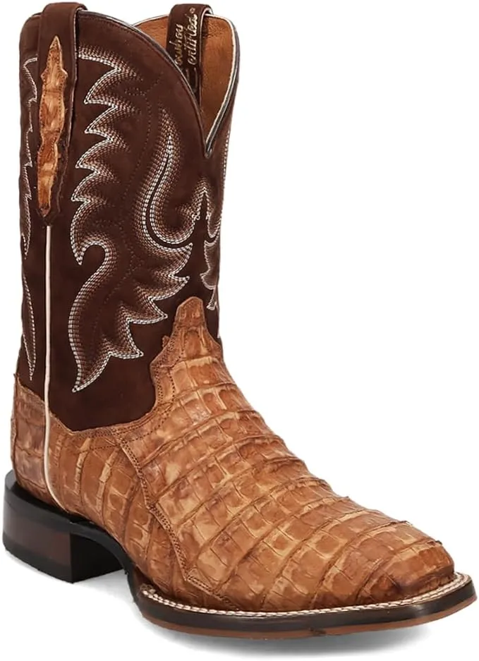 Dan Post Boots Mens Leon Embroidered Square Toe Pull On Dress Boots Mid Calf - Blue, Brown