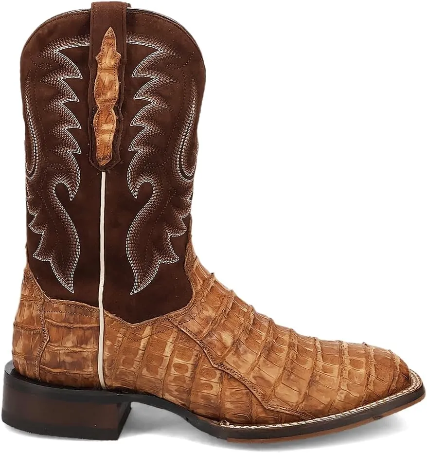 Dan Post Boots Mens Leon Embroidered Square Toe Pull On Dress Boots Mid Calf - Blue, Brown