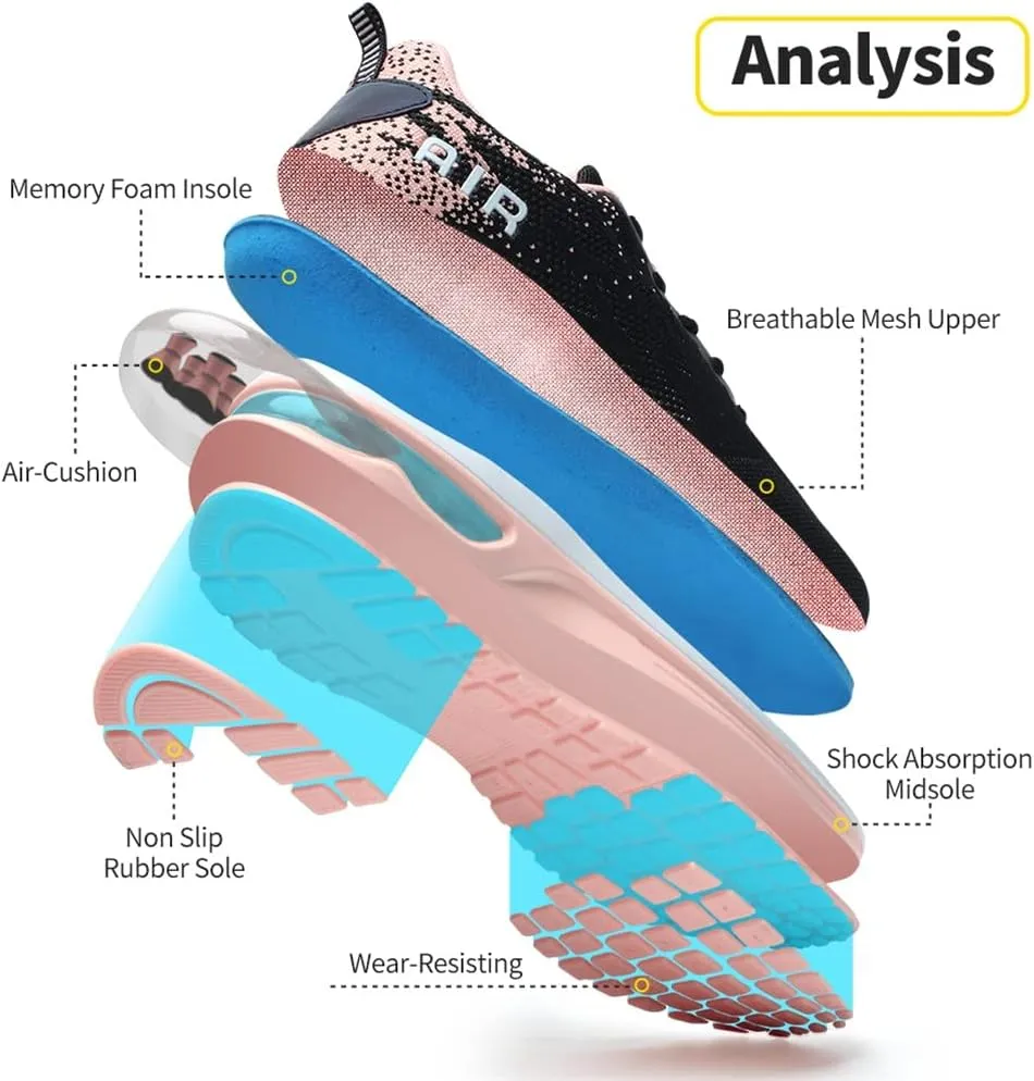 Dannto Women's Lightweight Walking Sneakers Air Cushion Tennis Athletic Running Fashion Sport Shoes for Girls