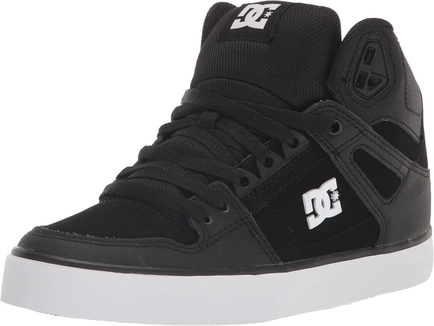 DC Men's Pure High Top Wc Skate Shoes Casual Sneakers, Black/Black/White, 8