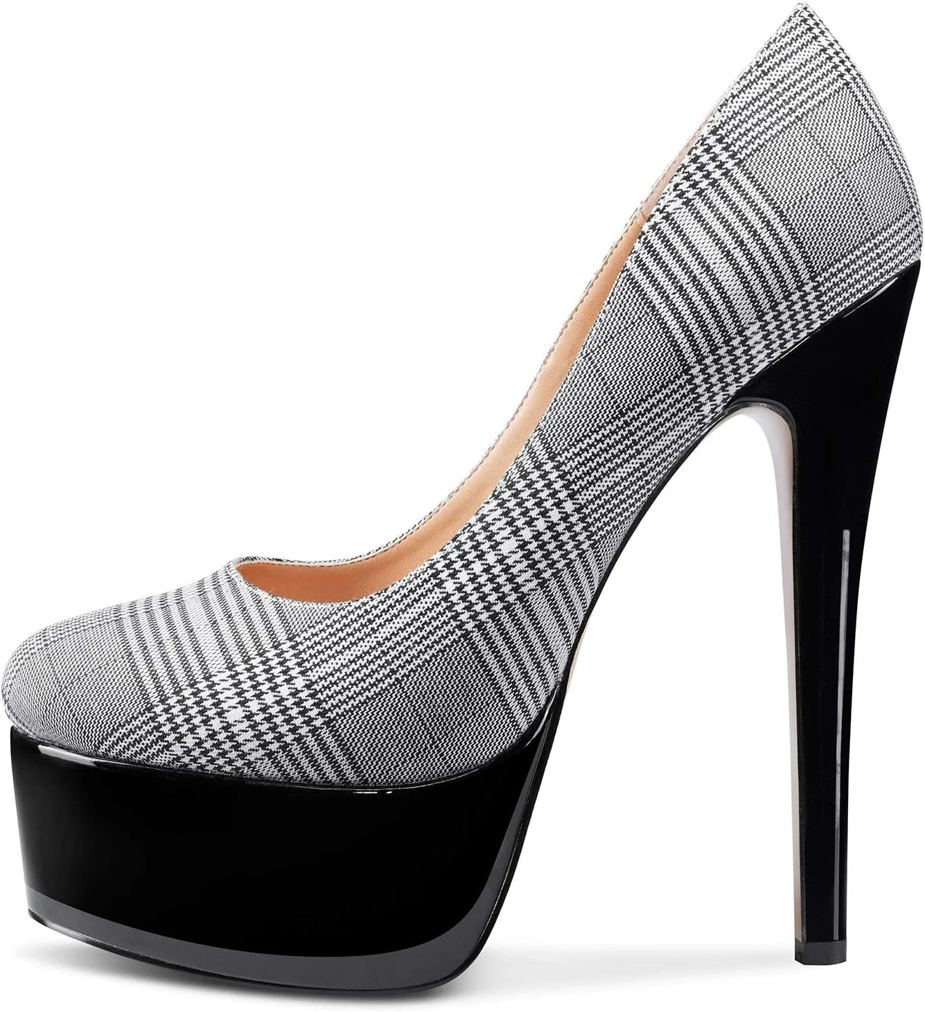 DearOnly Women's High Heels Platform Pumps Slip On Sexy Round Toe Stilettos 5.9" Inch Heel Classic Dress Party Shoes