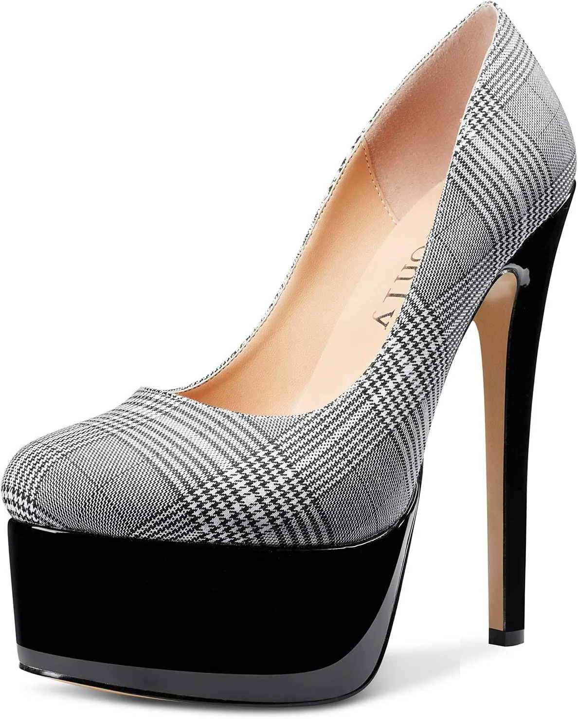 DearOnly Women's High Heels Platform Pumps Slip On Sexy Round Toe Stilettos 5.9" Inch Heel Classic Dress Party Shoes