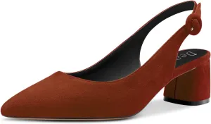 DearOnly Womens Pumps Slingback Ankle Strap Low Kitten Block Chunky Heel Pointed Toe Slip On Dress Shoes Suede Cute Vintage Comfort 2 Inch