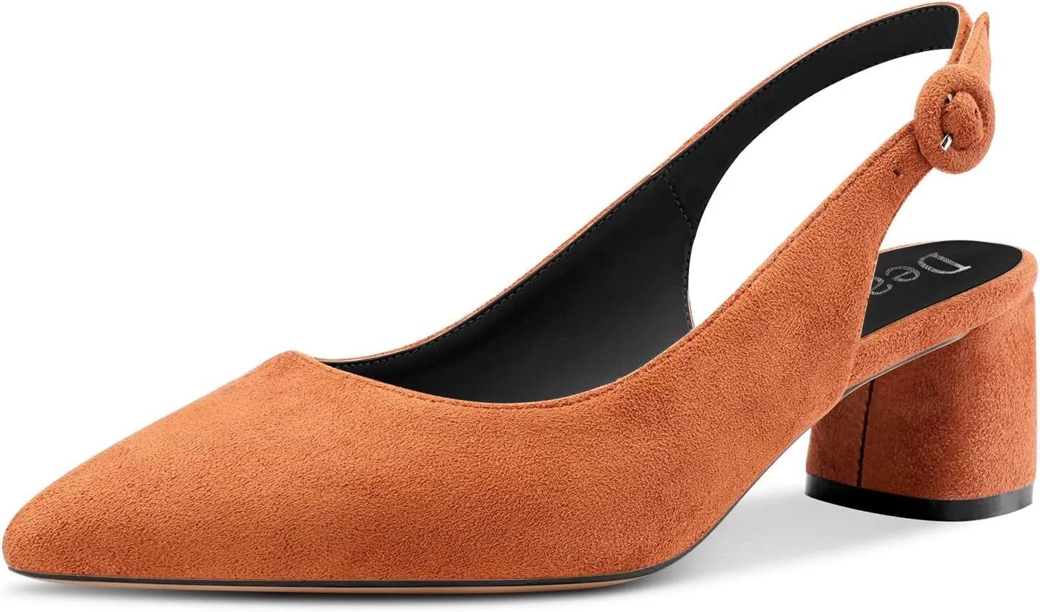 DearOnly Womens Pumps Slingback Ankle Strap Low Kitten Block Chunky Heel Pointed Toe Slip On Dress Shoes Suede Cute Vintage Comfort 2 Inch