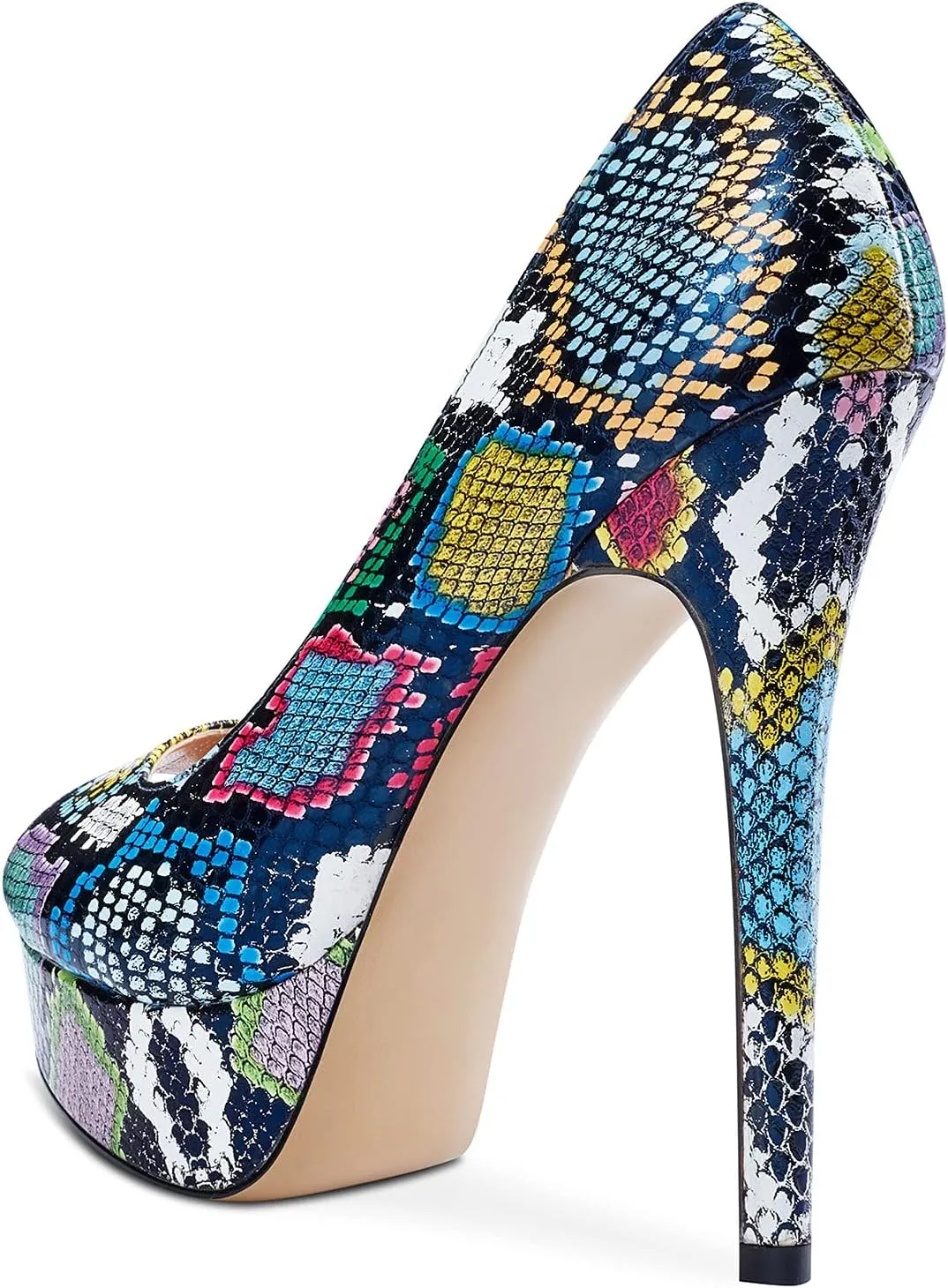 DearOnly Women's Sky High Heels Platform Pumps Slip On Sexy Peep Toe Stilettos 5" Heel Classic Dress Party Footwear Shoes