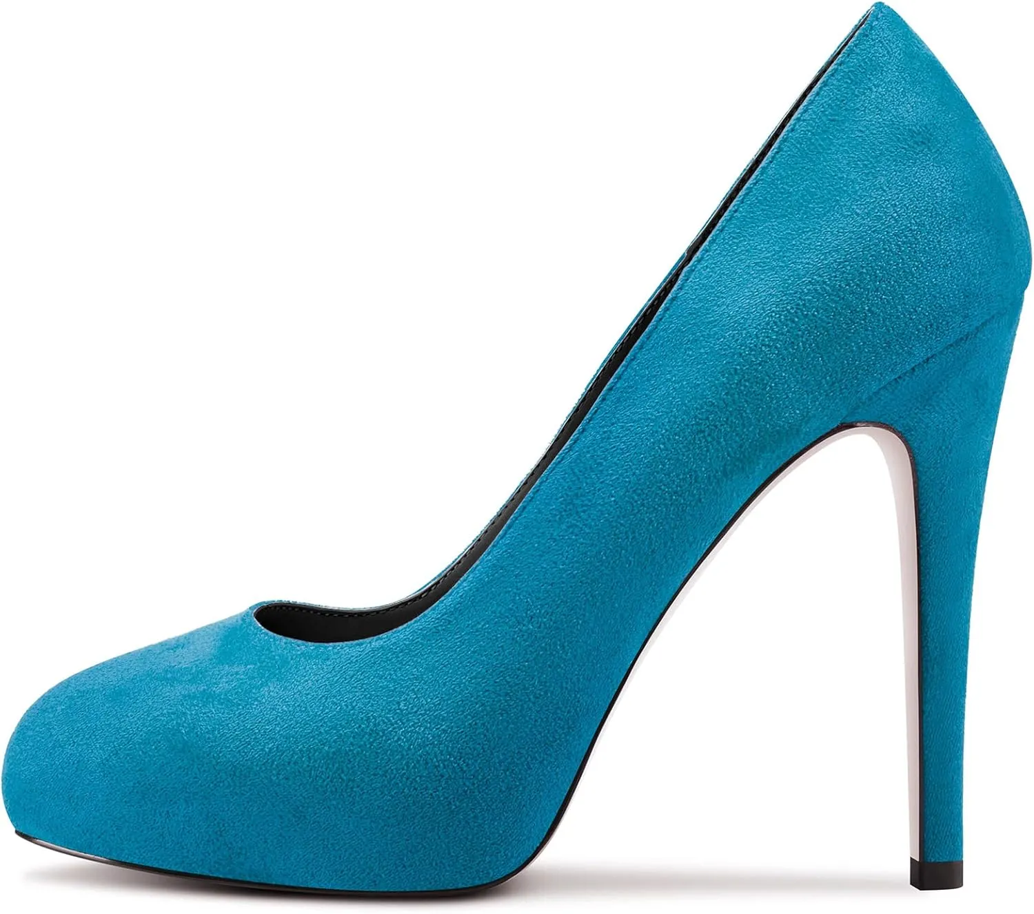 DearOnly Womens Slip On Platform Pumps High Stiletto Heel Closed Round Toe Suede Dress Shoes Bridal Wedding Shopping Vacation 5 Inch