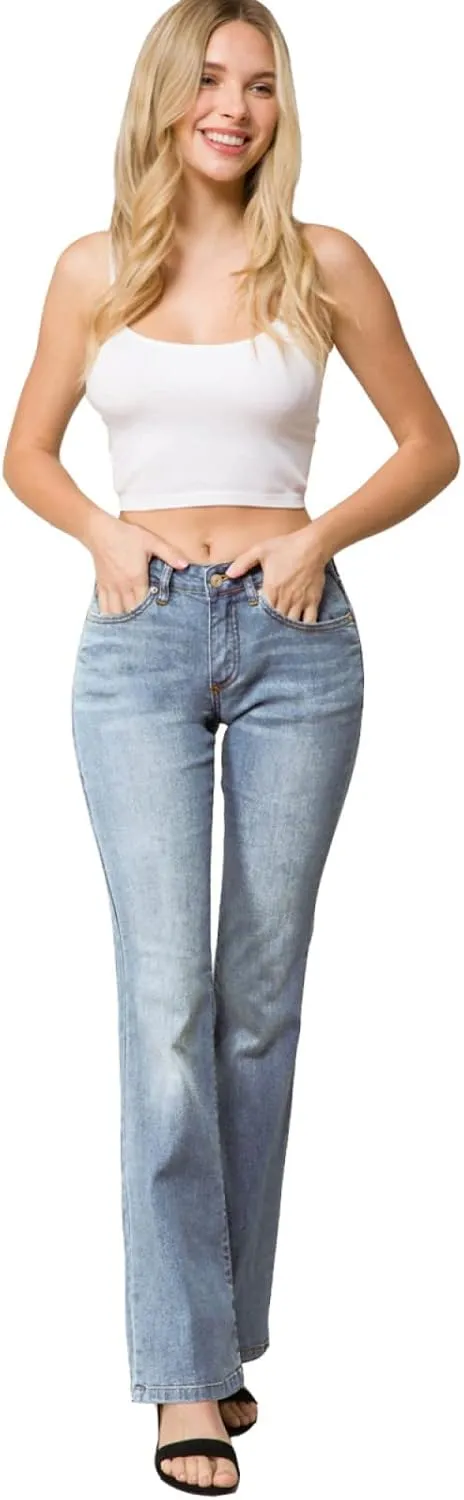 Design by Olivia Women's Sexy Stylish Flare Bell Bottom Slim Bootcut Jean