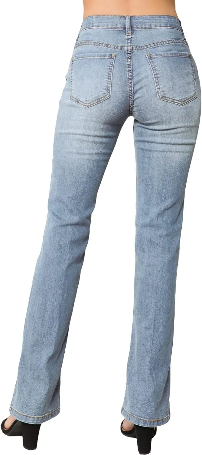 Design by Olivia Women's Sexy Stylish Flare Bell Bottom Slim Bootcut Jean