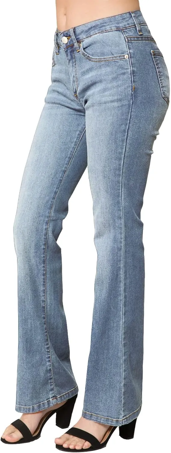 Design by Olivia Women's Sexy Stylish Flare Bell Bottom Slim Bootcut Jean