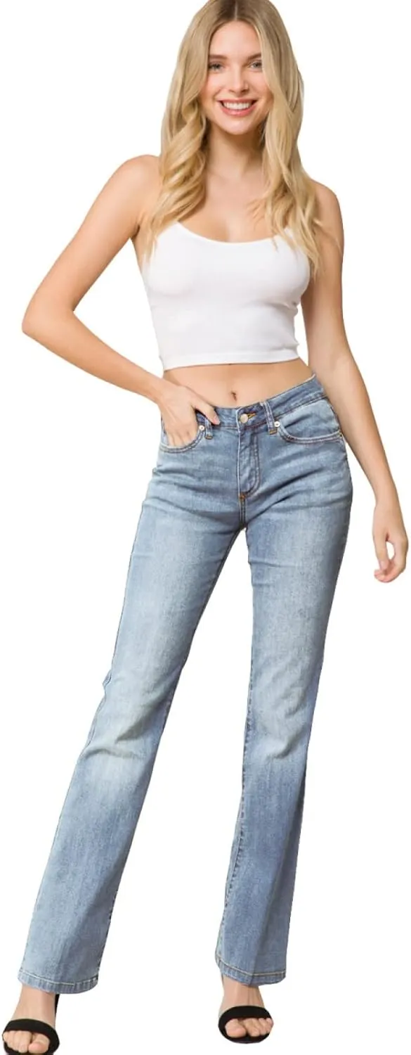 Design by Olivia Women's Sexy Stylish Flare Bell Bottom Slim Bootcut Jean
