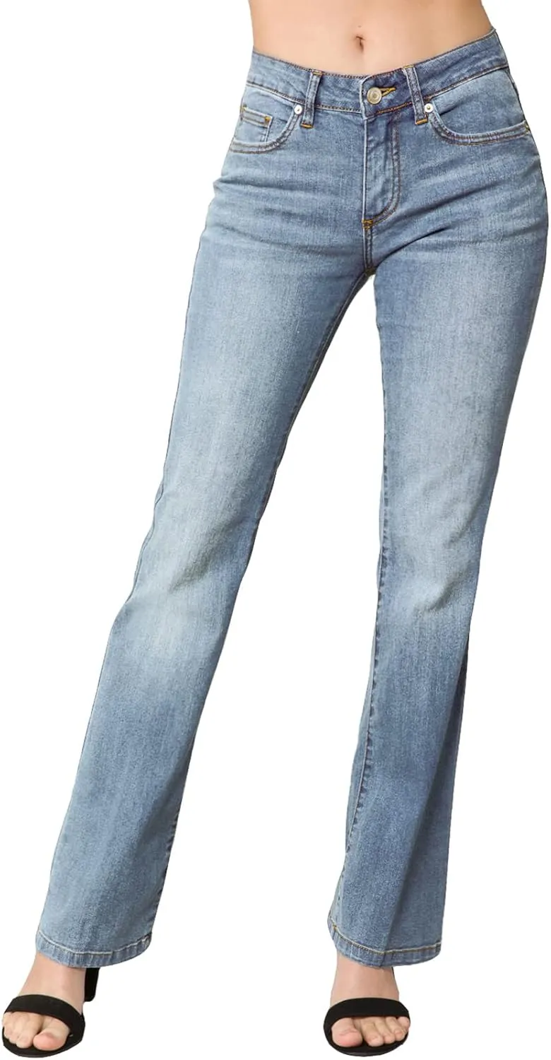 Design by Olivia Women's Sexy Stylish Flare Bell Bottom Slim Bootcut Jean