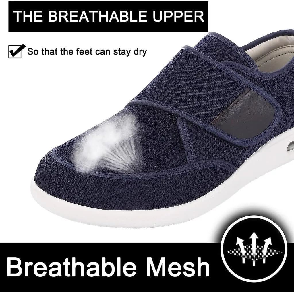Diabetic Shoes for Men, Wide Width Elderly Men's Shoes, Adjustable Closure Lightweight Breathable, Swollen Feet Walking Edema Sneakers