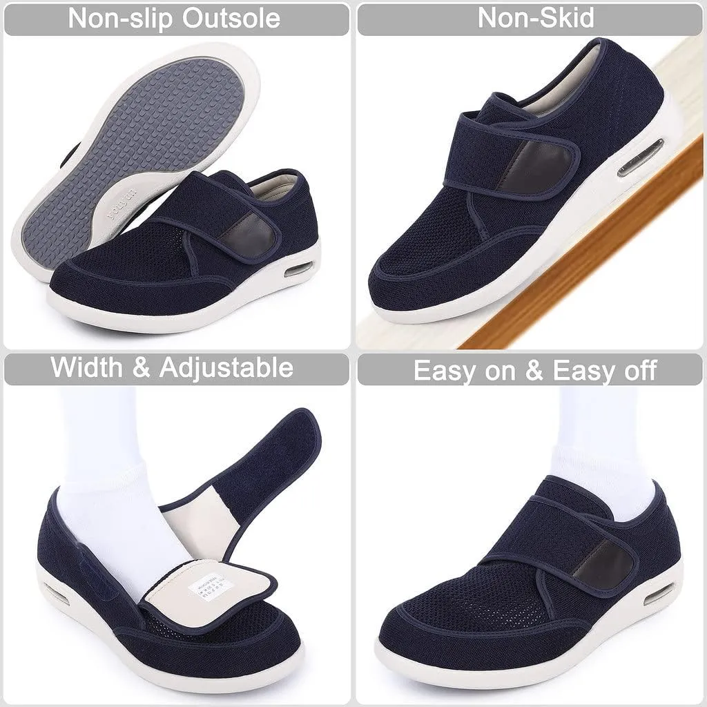 Diabetic Shoes for Men, Wide Width Elderly Men's Shoes, Adjustable Closure Lightweight Breathable, Swollen Feet Walking Edema Sneakers