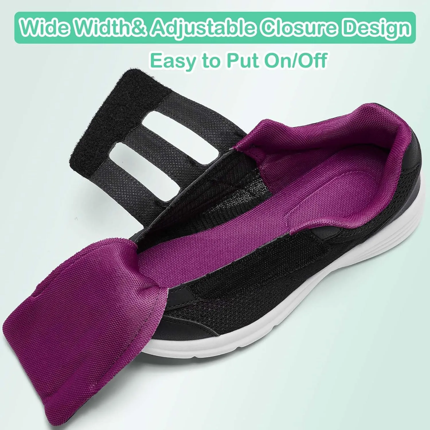 Diabetic Shoes for Women Extra Wide Width Slip-On Orthopedic Elderly Shoes with Adjustable Strap Lightweight Breathable Easy On/Off, Swollen Feet Walking Edema Sneakers