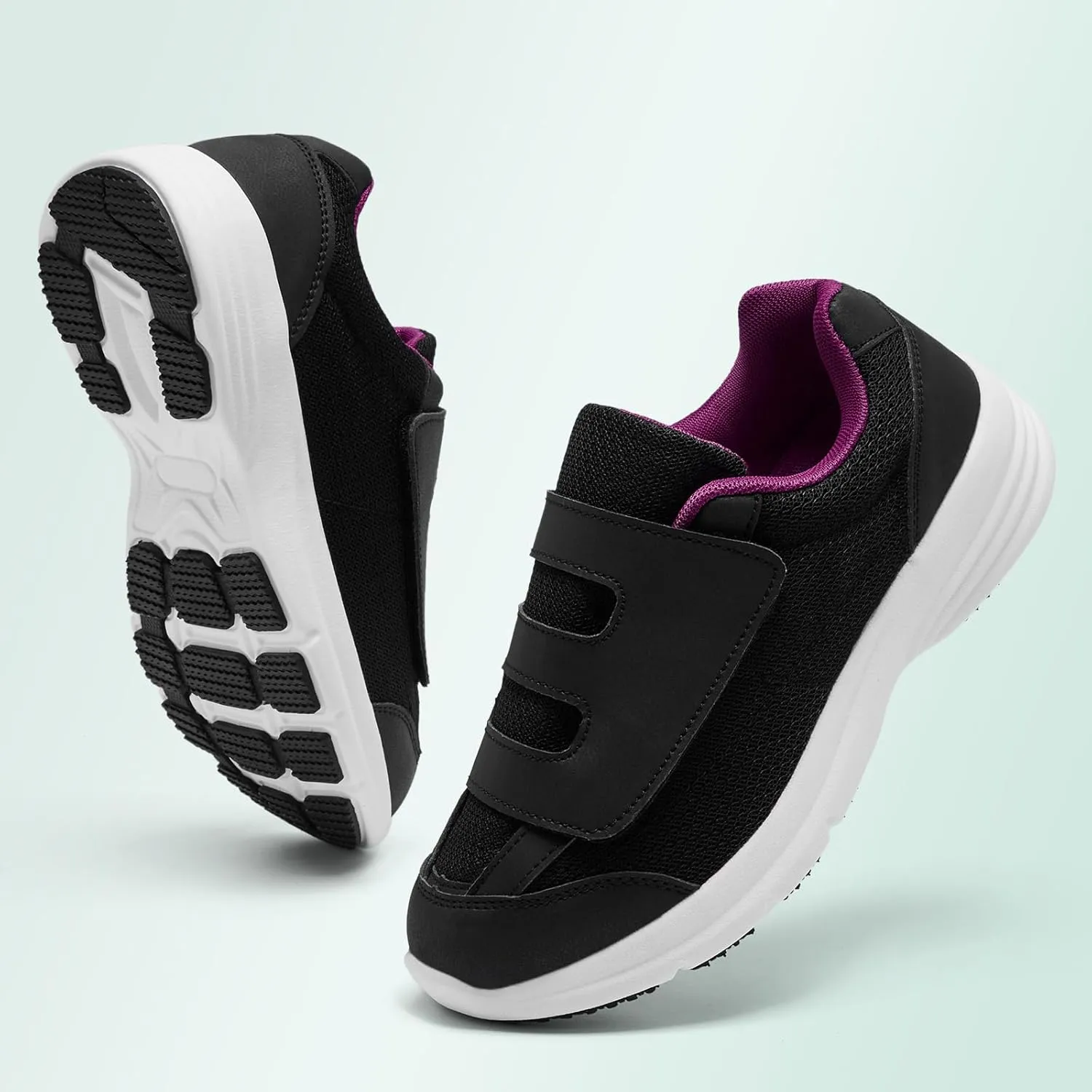 Diabetic Shoes for Women Extra Wide Width Slip-On Orthopedic Elderly Shoes with Adjustable Strap Lightweight Breathable Easy On/Off, Swollen Feet Walking Edema Sneakers
