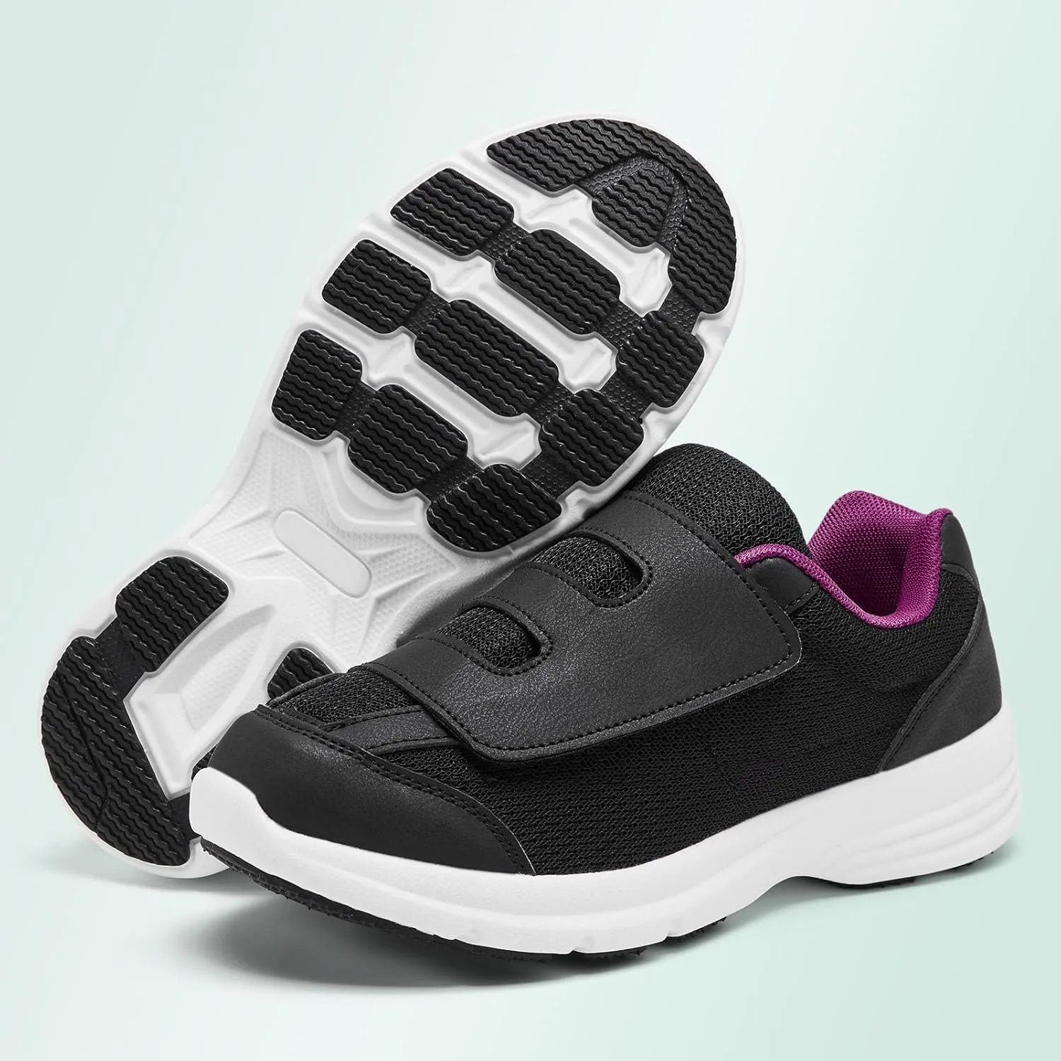 Diabetic Shoes for Women Extra Wide Width Slip-On Orthopedic Elderly Shoes with Adjustable Strap Lightweight Breathable Easy On/Off, Swollen Feet Walking Edema Sneakers