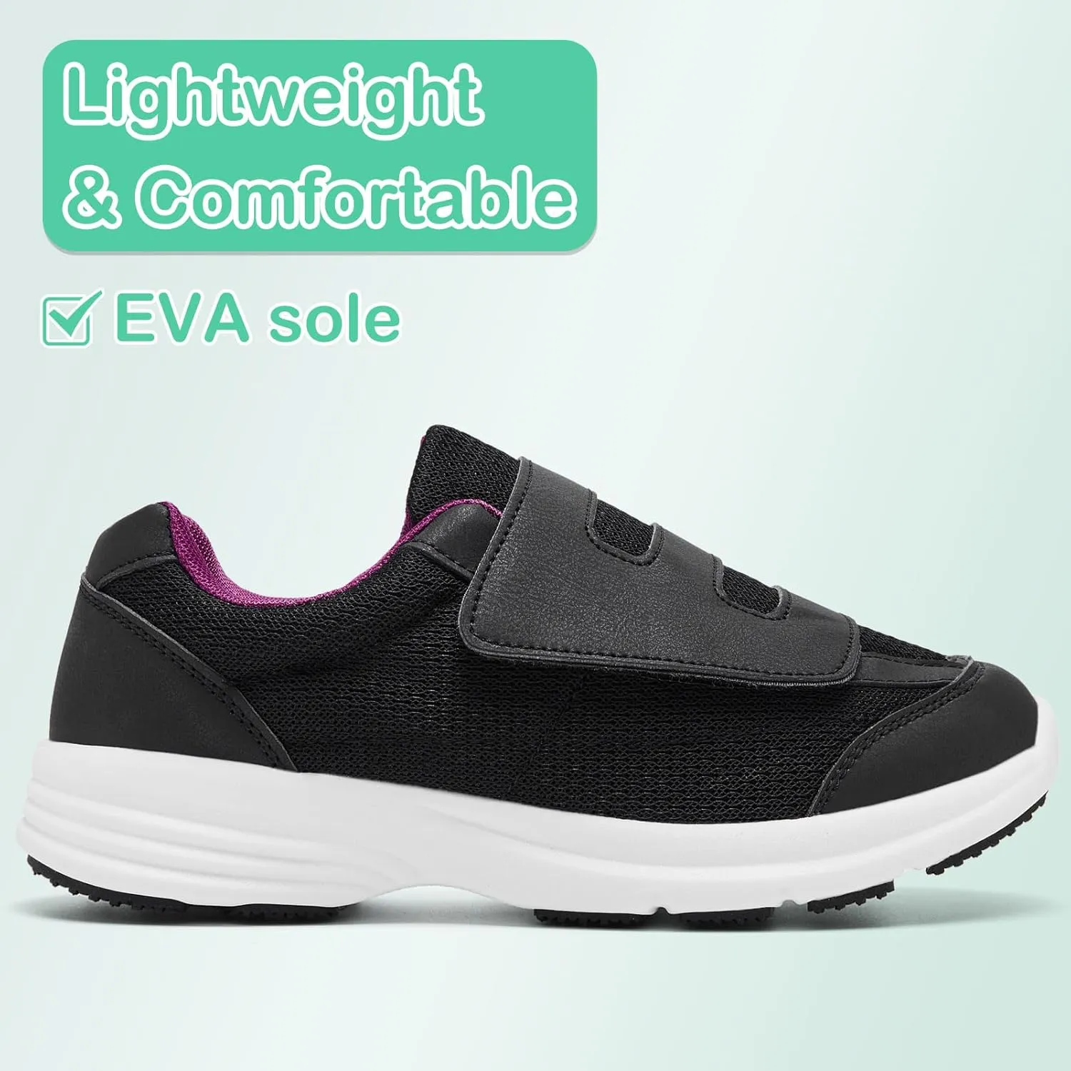 Diabetic Shoes for Women Extra Wide Width Slip-On Orthopedic Elderly Shoes with Adjustable Strap Lightweight Breathable Easy On/Off, Swollen Feet Walking Edema Sneakers