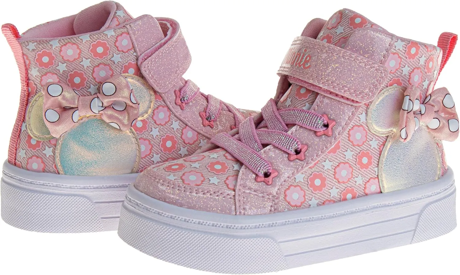 Disney Princess Minnie Mouse Frozen Encanto Hightop Sneakers - Snow White Ariel Elsa Maribel Minnie Ankle Shoes (Sizes: 6-12 Toddler - Little Kids)