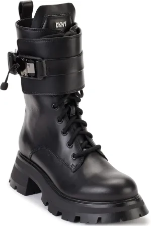 DKNY Women's Lace-up Lug Sole Combat Boot Fashion