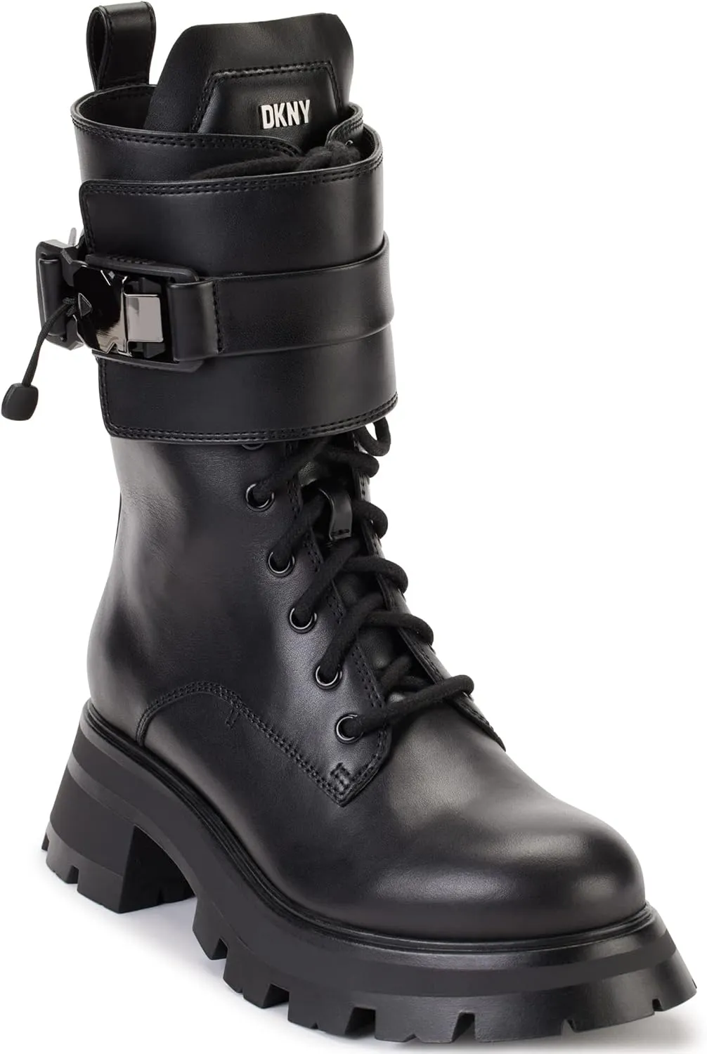 DKNY Women's Lace-up Lug Sole Combat Boot Fashion