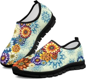 Doojoayie Floral Theme Shoes for Women Slip On Shoes Summer Casual Shoes for Travel