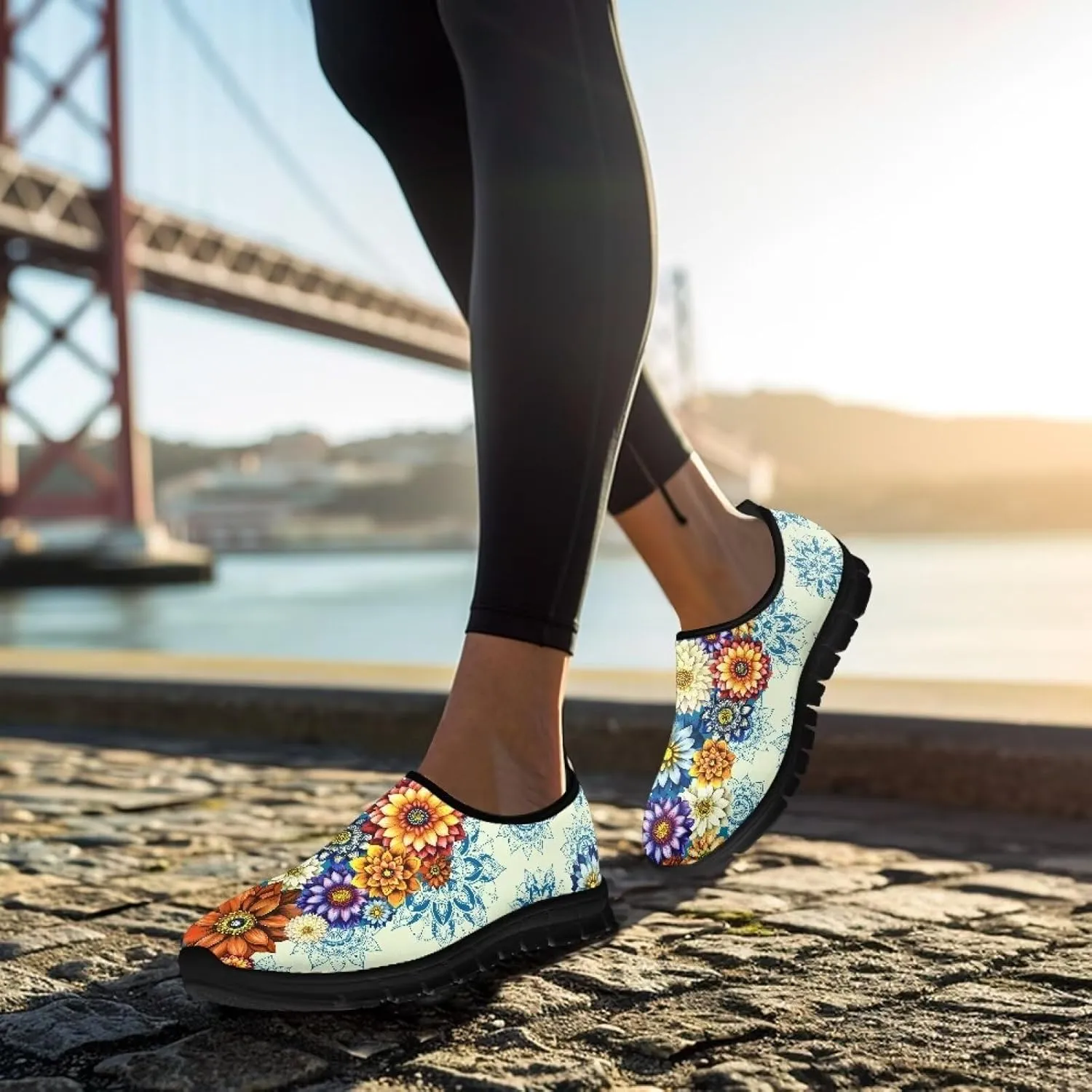 Doojoayie Floral Theme Shoes for Women Slip On Shoes Summer Casual Shoes for Travel