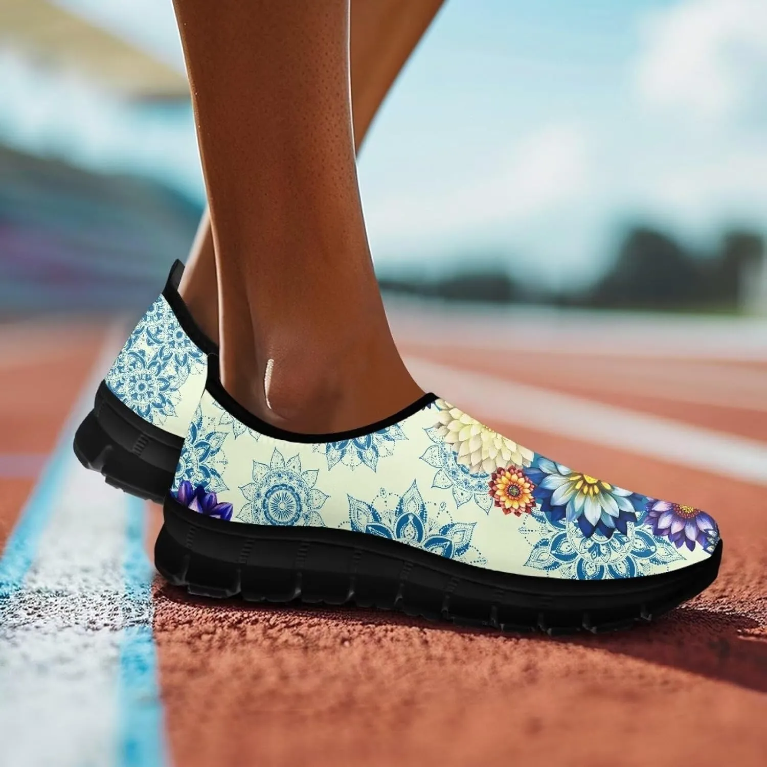 Doojoayie Floral Theme Shoes for Women Slip On Shoes Summer Casual Shoes for Travel