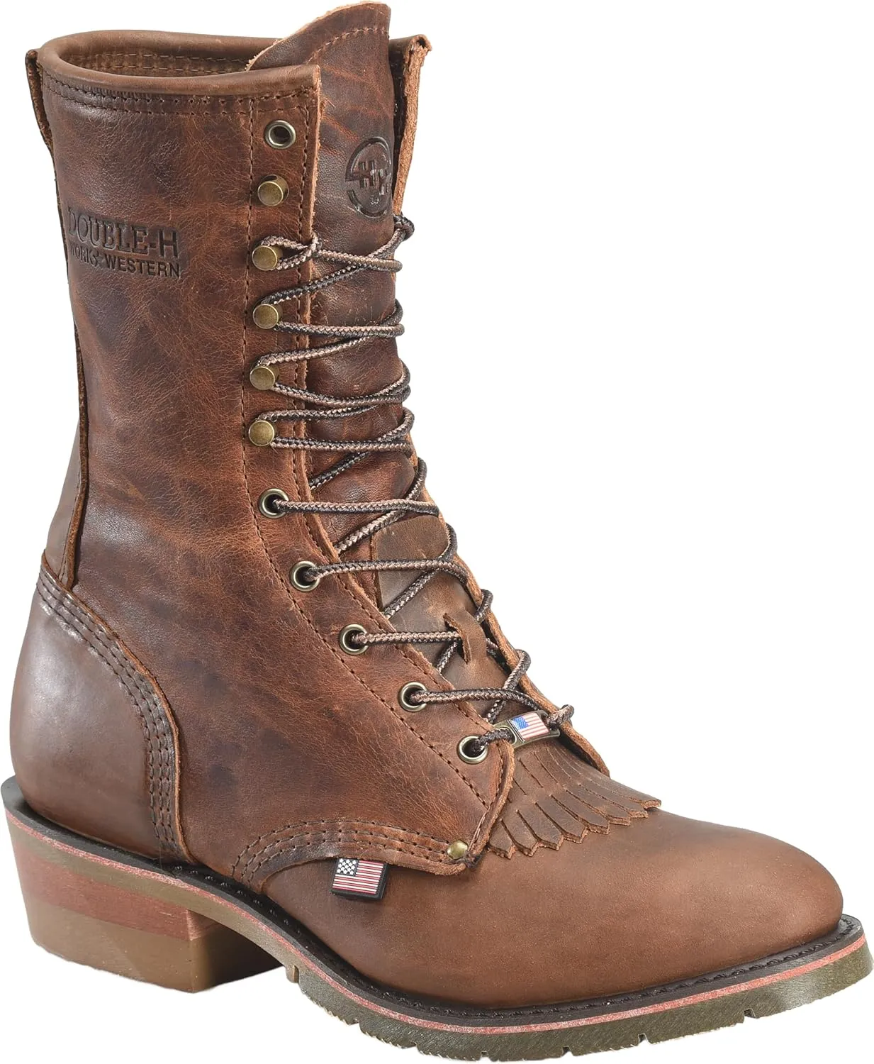 DOUBLE-H Mens 9" Soft Toe U Toe Packer Leather Boots, Durable Work Boot for Men, Comfortable and Stylish Outdoor Footwear