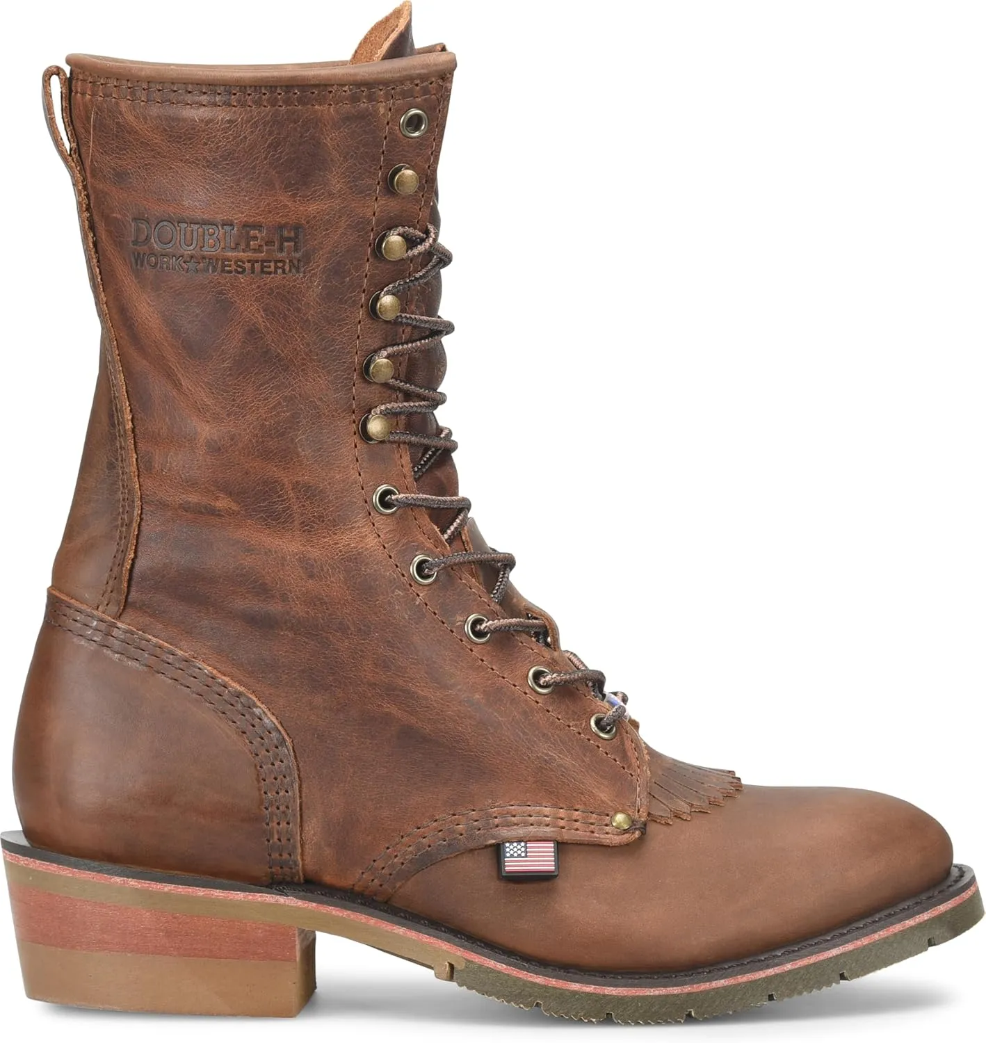 DOUBLE-H Mens 9" Soft Toe U Toe Packer Leather Boots, Durable Work Boot for Men, Comfortable and Stylish Outdoor Footwear