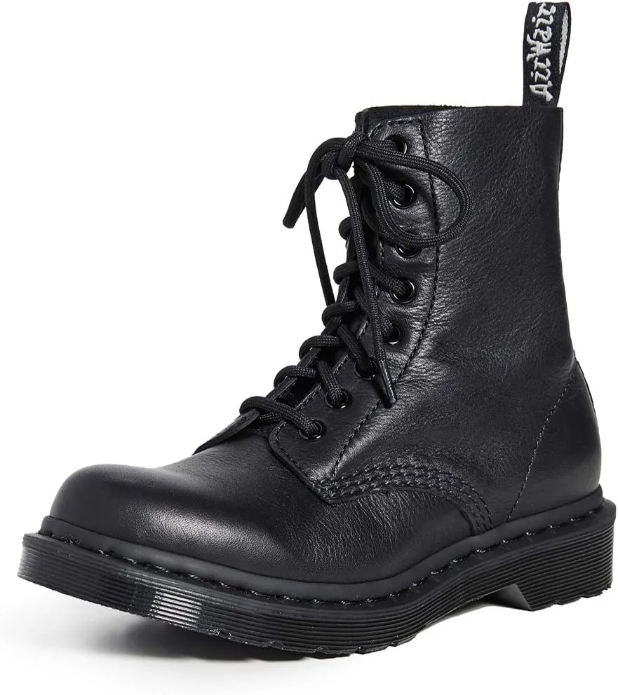 Dr. Martens Women's Pascal Leather Combat Boot (9 M UK, Black Virginia Mono)