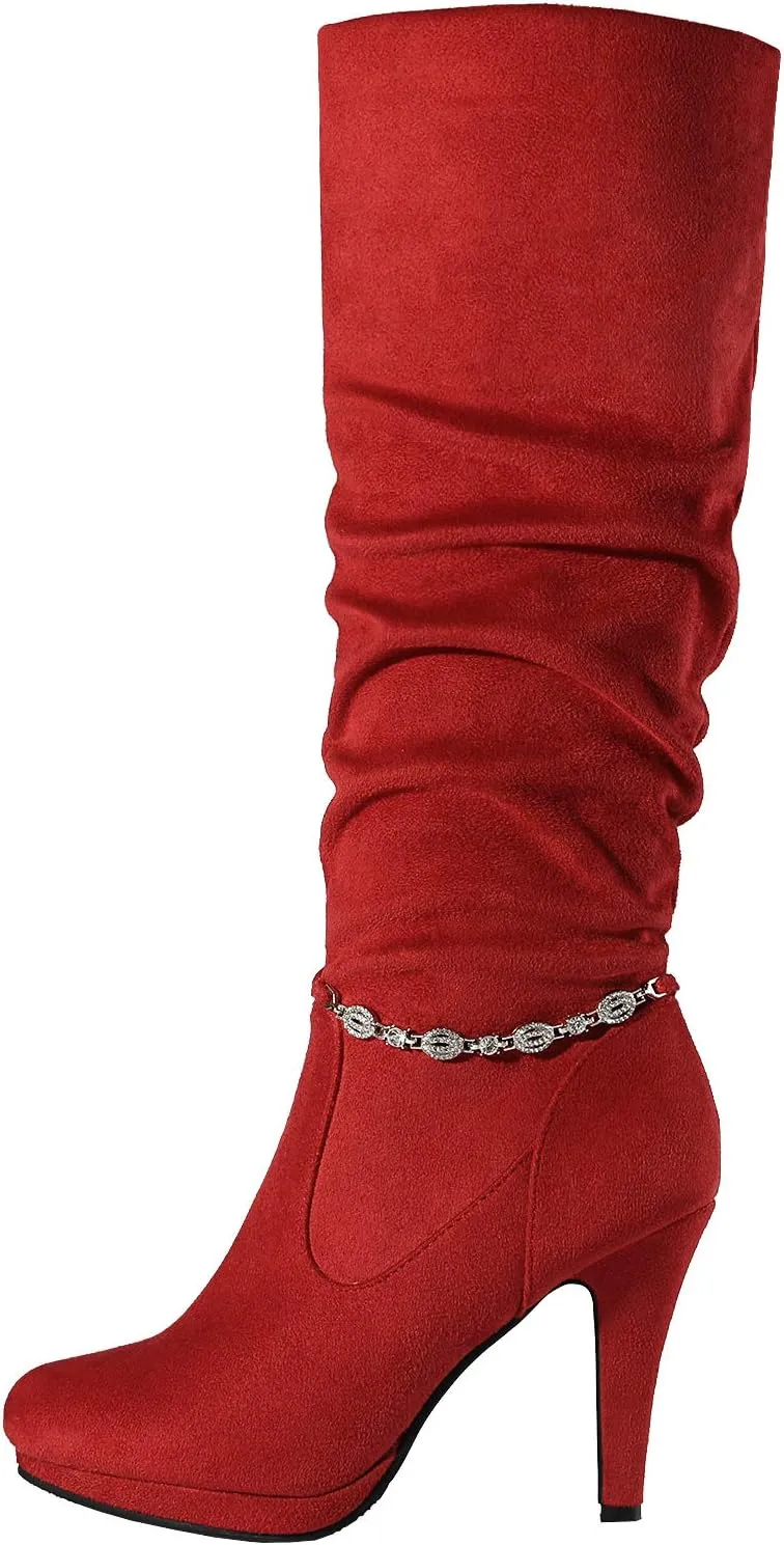 DREAM PAIRS Women's Knee High Platform Heel Boots