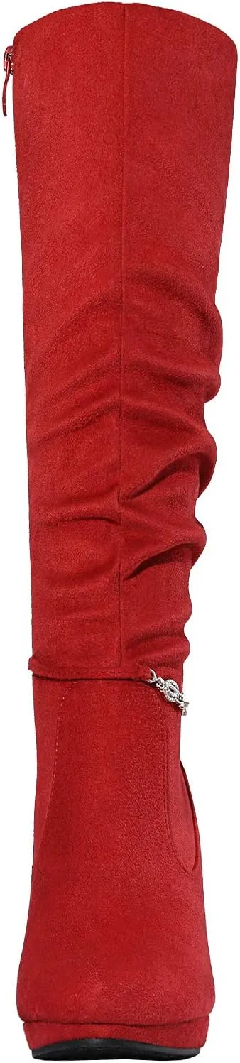 DREAM PAIRS Women's Knee High Platform Heel Boots
