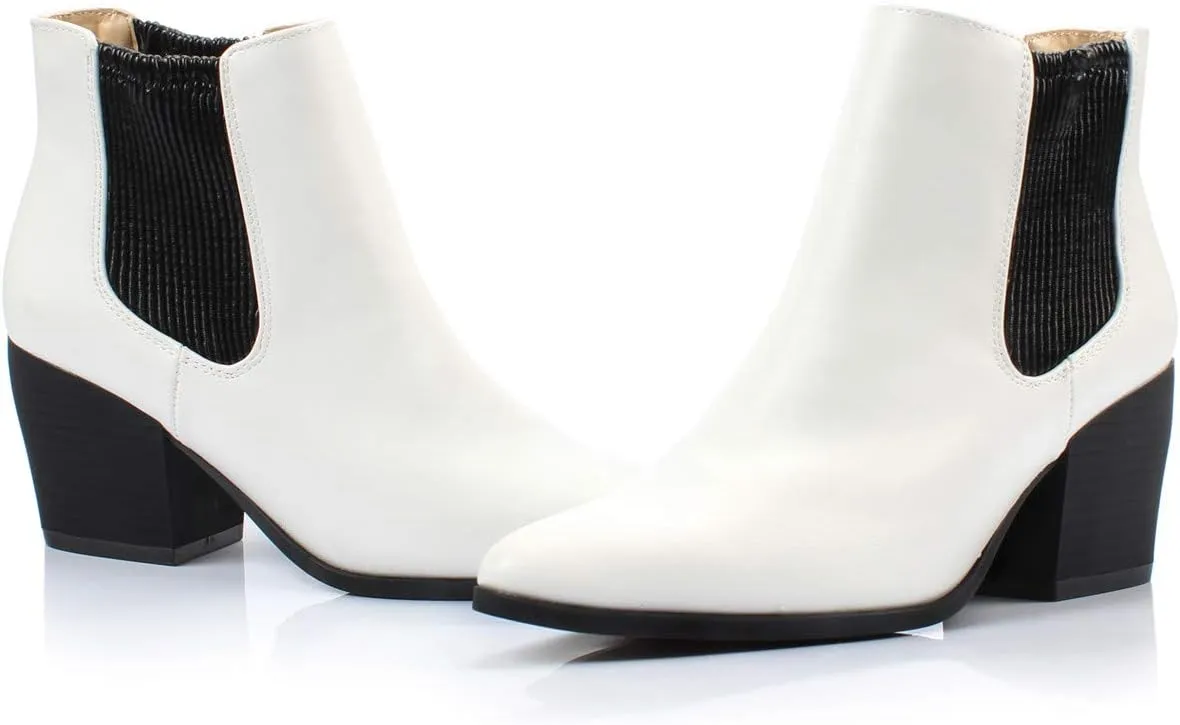DUNION Bliss Women's Comfortable Chunky Heel Dress Boot Fashion Chelsea Ankle Bootie